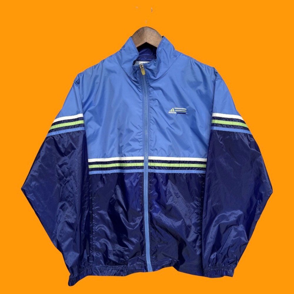 Vintage Y2K Adidas Light Blue Embroidered Windbreaker Men Size S